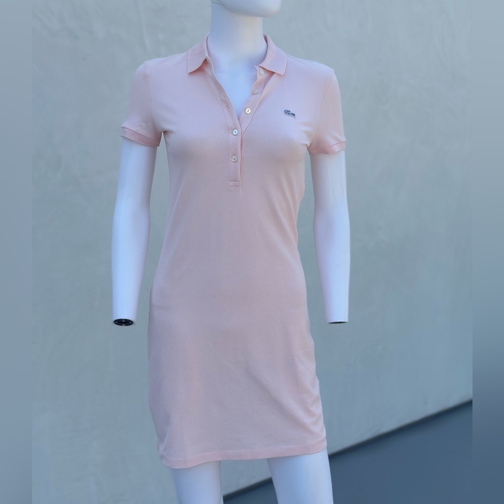 Lacoste Pink Polo T-Shirt Dress Crocodile Logo Preppy Tennis Mini Size 155/0